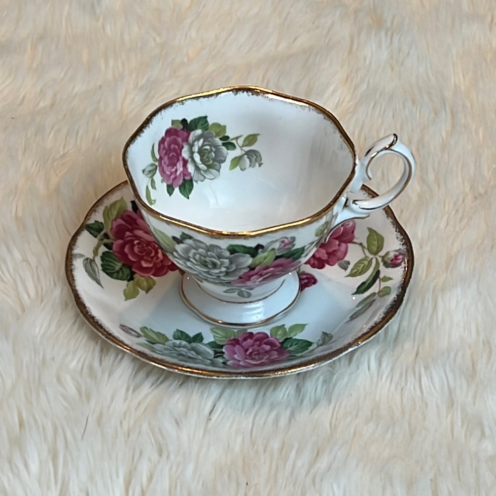 Royal Albert Evening Rhapsody bone china teacup and saucer